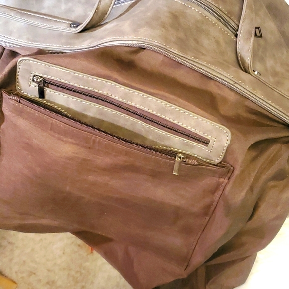 GREY  STUDDED BAG, WEEKENDER, DIAPER BAG, PURSE - Picture 4 of 11